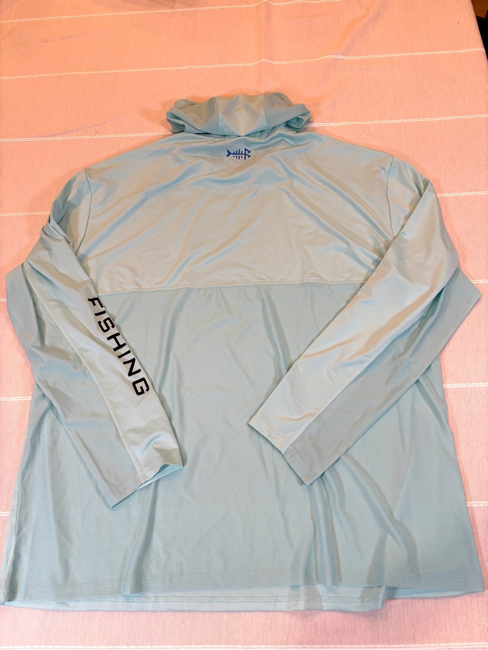 NWT Bassdash UPF 50+ Performance Fishing Hoodie Sun Shirt Aqua Blue 4XL - Picture 8 of 9